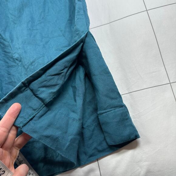 Athleta Pants Womens 2 Teal Playa Linen Wide Leg Crop Slit Relaxed Casual Resort - Picture 7 of 13